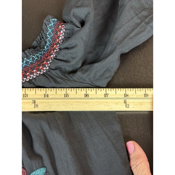 Free People Sunbeams Off Shoulder Mini Dress Black Small Embroidered Ruffled - Picture 8 of 16